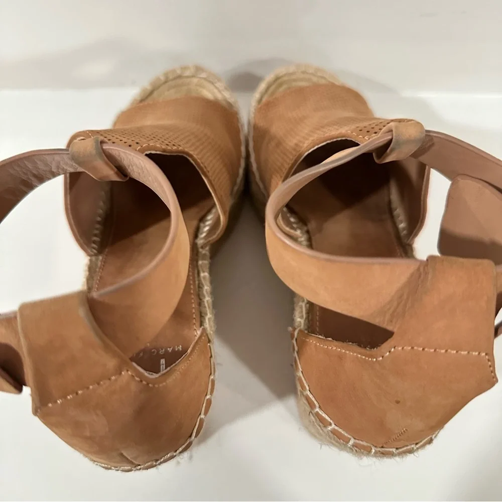 Marc Fisher Annie Perforated Wedge Platform Espadrille Blush Suede Size 8